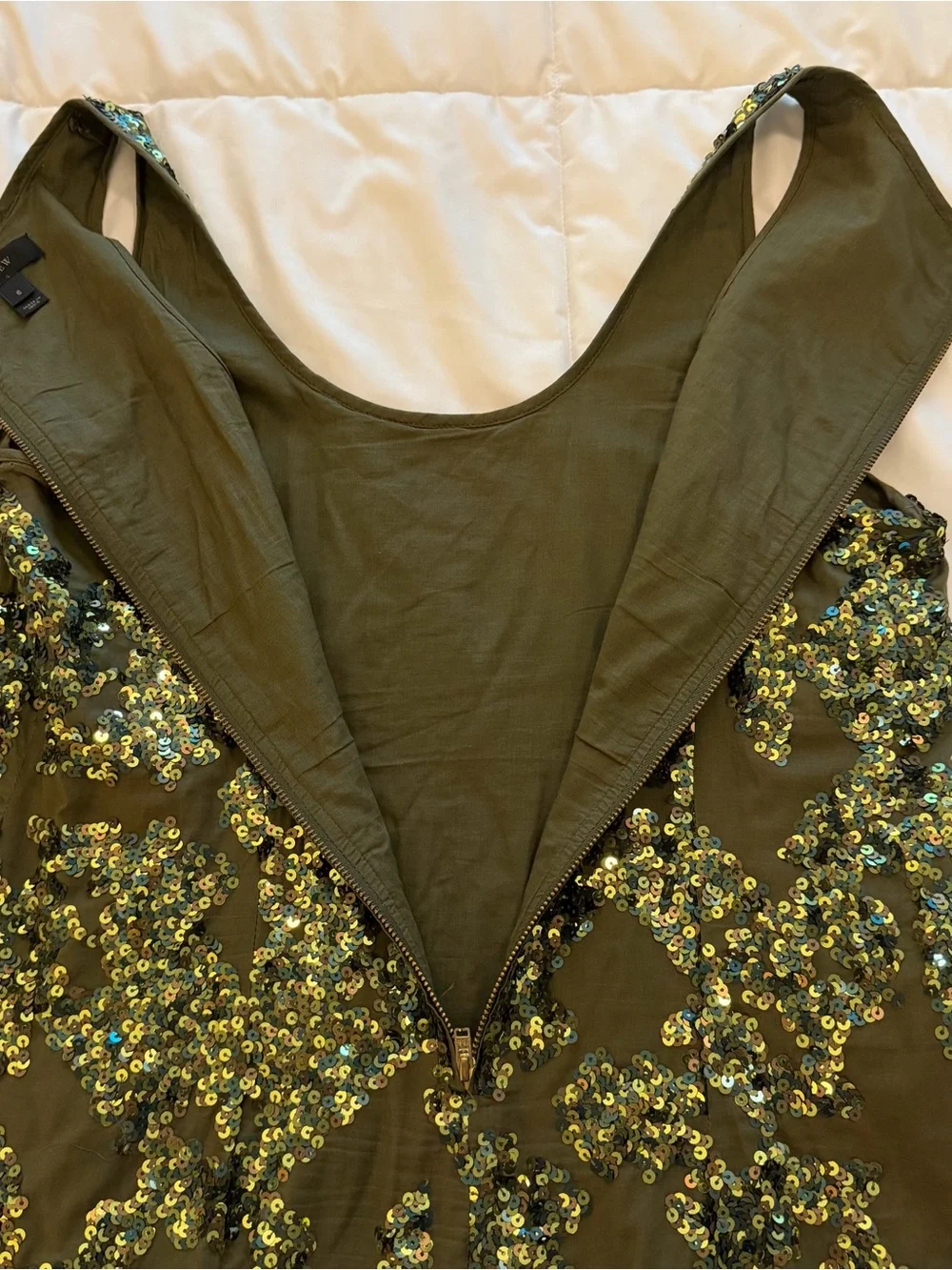 J. Crew Olive Sequin Midi Tank Dress size 6